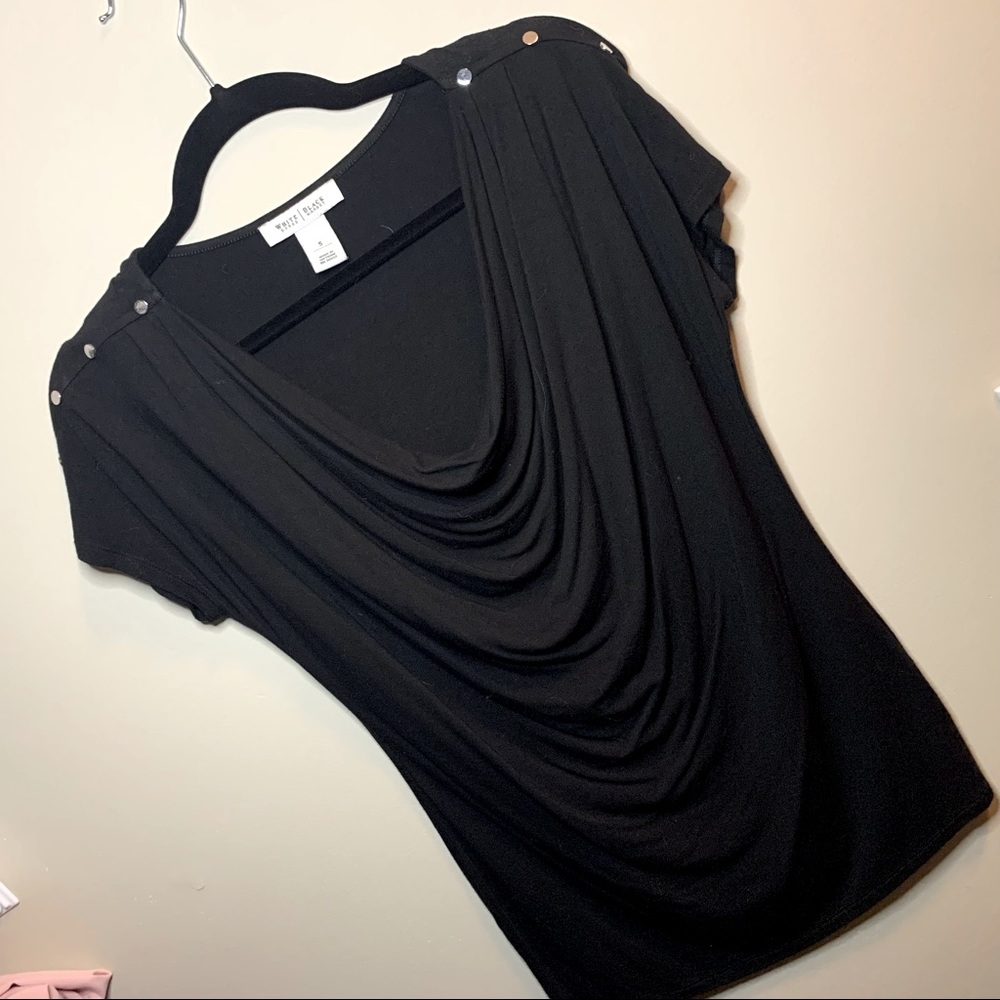 White House Black Market Cowl Neck Black Blouse
